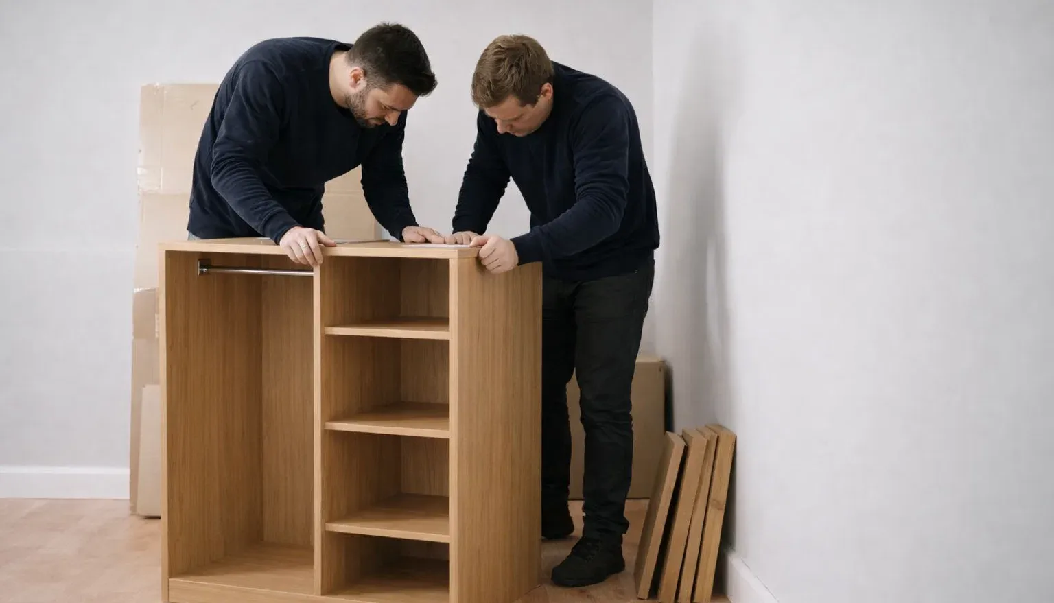 Flatpack wardrobe assembly