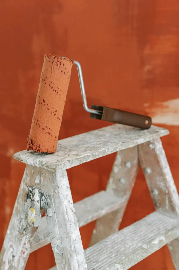paint roller and wall